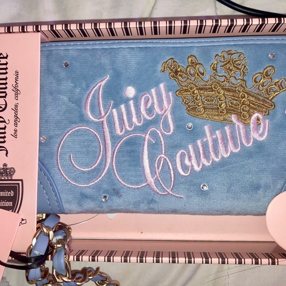 Juicy Couture Blue and Gold Clutch